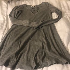 A-line Grey Cotton Dress